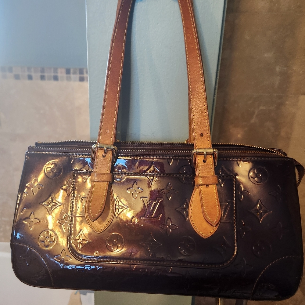 LOUIS VUITTON PURPLE VERNIS 💜 SHOULDER BAG & MATCHING WALLET BUNDLE EUC